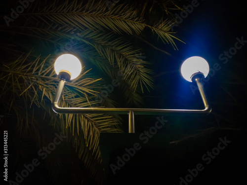 two lamp with different light colour. photo