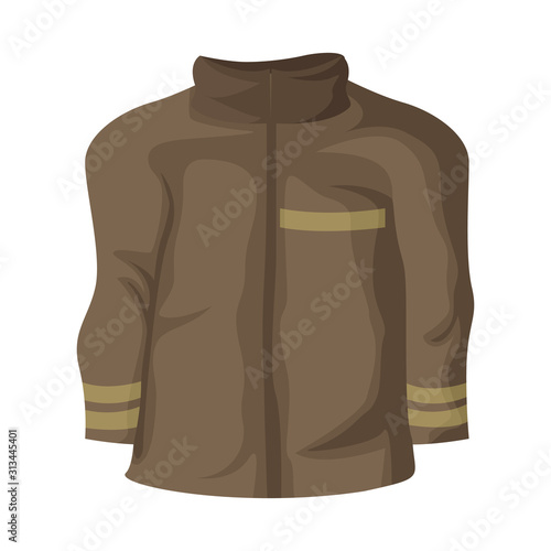 Vector illustration of jacket and fireman symbol. Set of jacket and clothing vector icon for stock.