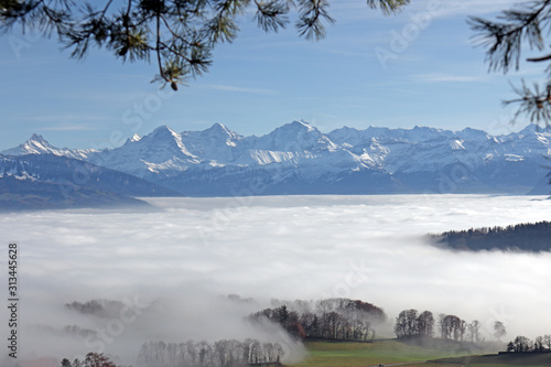 Aussicht von Längenberg, Berner Alpen, Schweiz