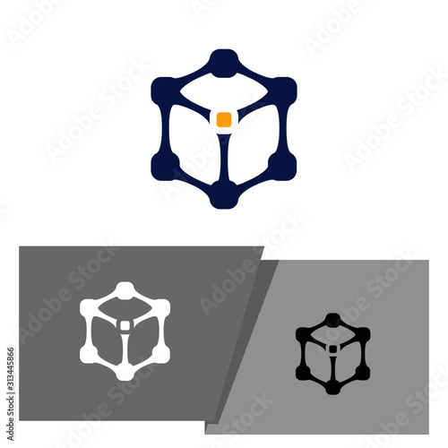 cubic logo with connecting dot