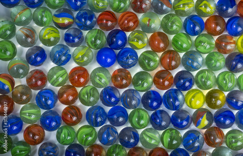 background of transparent glass marbles