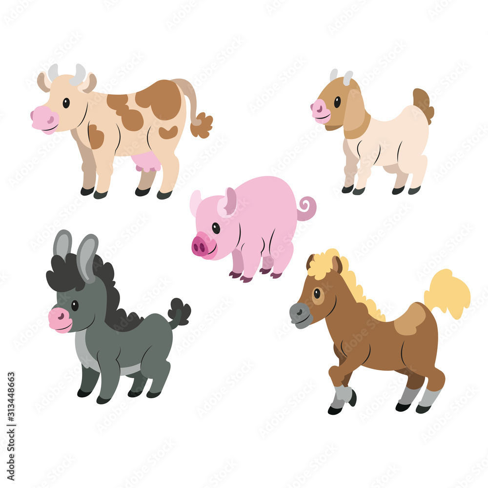 vector set of farm aniamls vector set of farm aniamls