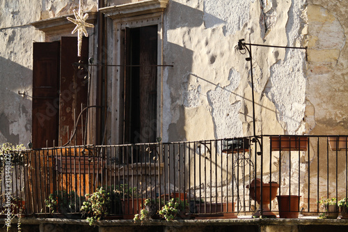 Balconies and the walls orange.