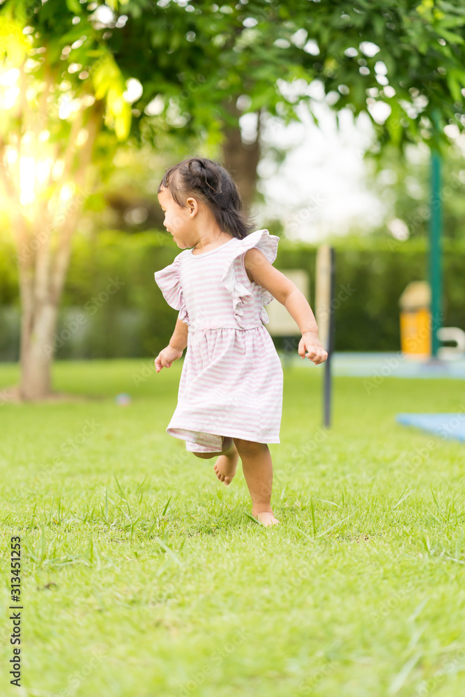 Cute little girl playing at playground. Cute little girl playing at playground.