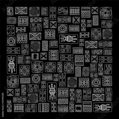 Ethnic black and white handmade ornament. Vector illustration.