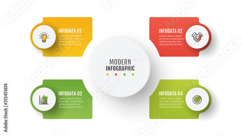 Presentation Infographic template design layout with marketing icons. Business concept with 4 options, steps or processes. Vector illustration.