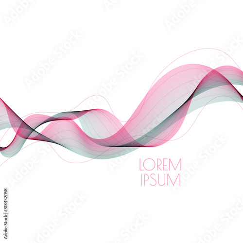 Abstract soft waves red-green color. Smooth gradient transition from lines isolated on white background. Vector illustration for fashion, cosmetics, cover.