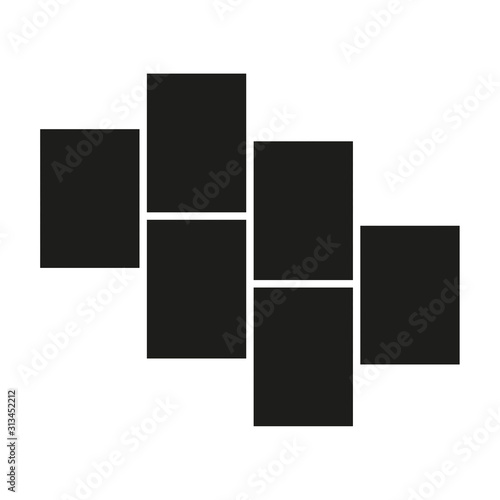Vector mood board of six frames. Black photo collage templates.