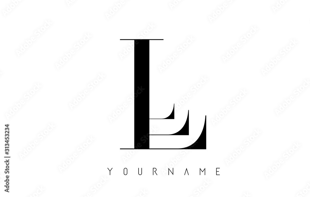 L Letter Logo with Graphic Elegant Black Lines Design. Letter A