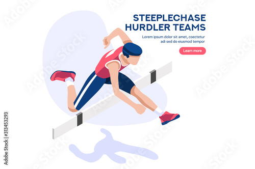 Web page, place with hands of athletes. Tournament with athletics characters for victory. Cartoons on website page on a first strong competition for a gold medal. Flat vector illustration