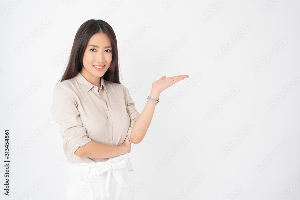 Attractive Asian woman portrait on white background Attractive Asian woman portrait on white background