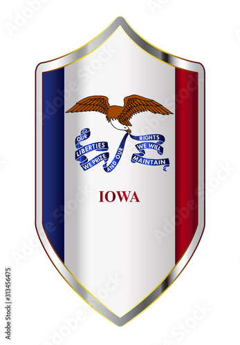 Iowa State Flag On A Crusader Style Shield