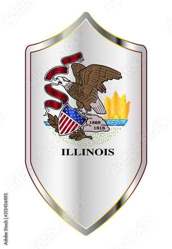 Illinois State Flag On A Crusader Style Shield