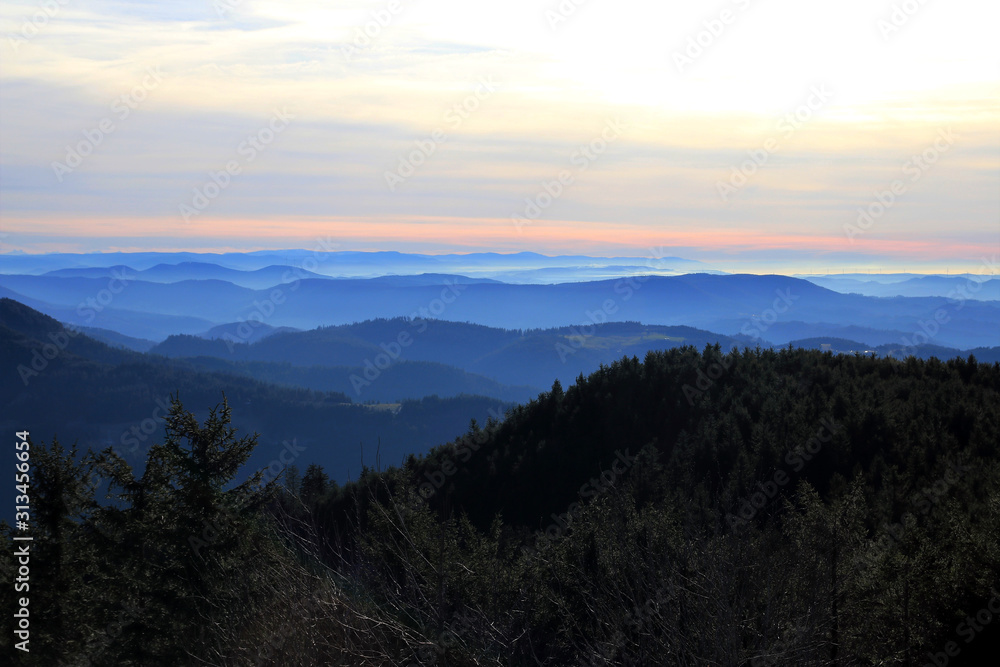 Fototapeta premium beautiful Black Forest at sunset - Mummelsee, Germany