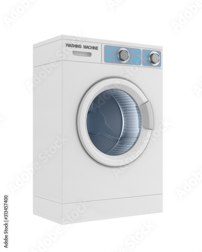 washing machine on white ba...