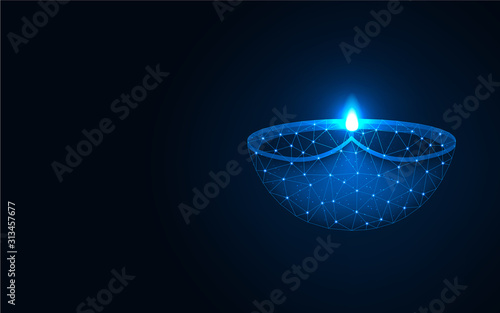 Oil lamp, lantern polygonal vector illustration