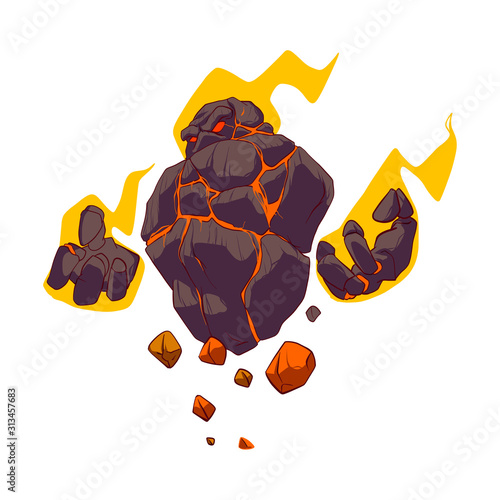 Cartoon vector illustration of a lava golem