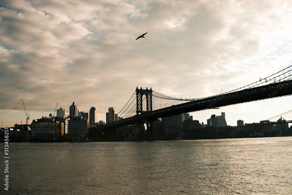 Brooklyn Bridge on Cloudy Day 