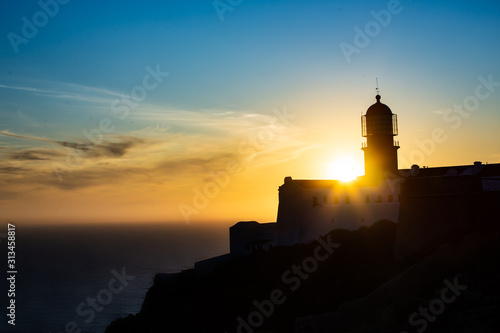 Lighthouse of Cabo Sao Vicente, Sagres, Portugal at Sunset - Farol do Cabo Sao Vicente  © liliportfolio