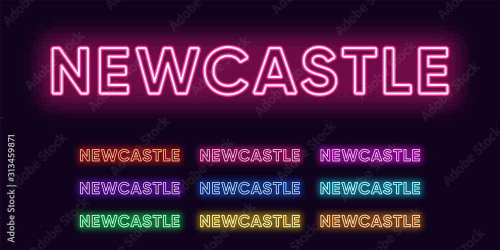 Neon Newcastle name, city in Australia. Neon text of Newcastle city Neon Newcastle name, city in Australia. Neon text of Newcastle city