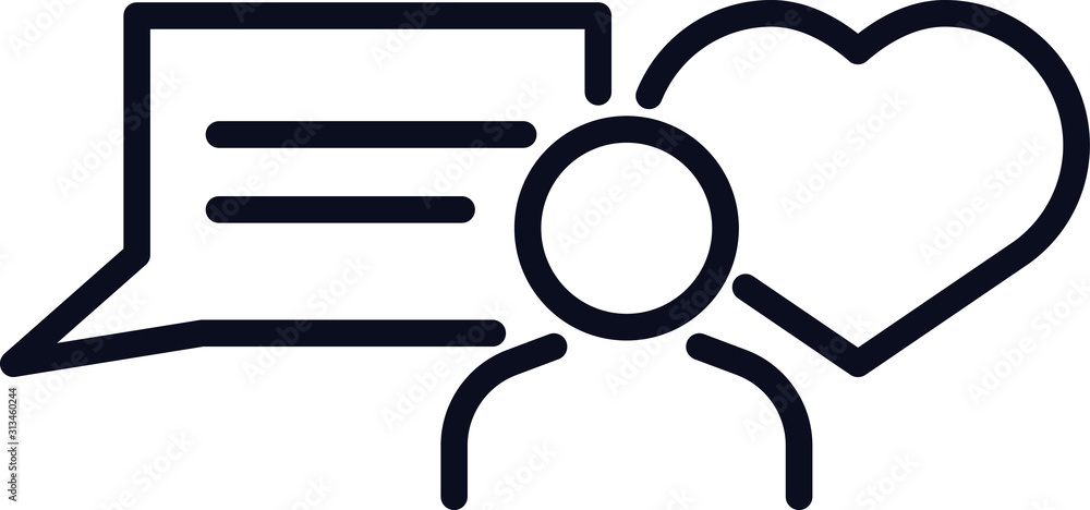 man symbol with speech bubble and heart icon man symbol with speech bubble and heart icon
