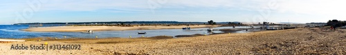 panoramic view of the Arcachon bay and the Pilat dune from the oyster farmer village on the Cap-Ferret peninsula