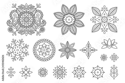 Bundle indian oranment paisley, mandala and flower and pattern