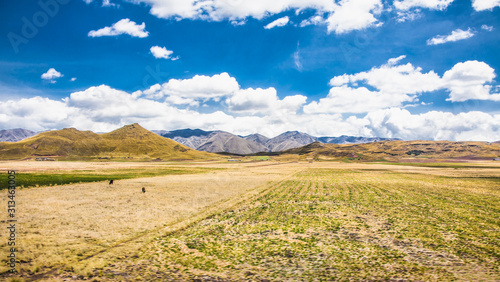 Beautiful landscapes on the road between Puno and Cosco   Peru.