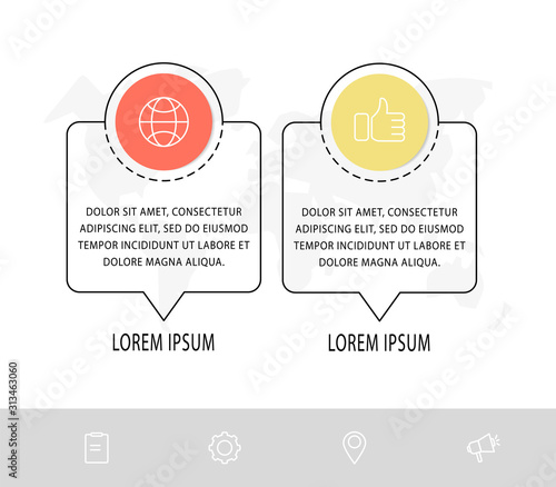 Vector template circle infographics. Business concept with 2 options, arrows and parts. Two steps for diagrams, flowchart, timeline