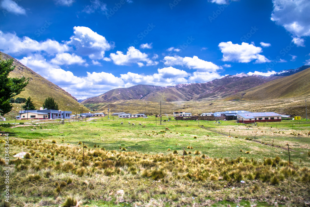 Beautiful landscapes on the road between Puno and Cosco , Peru
