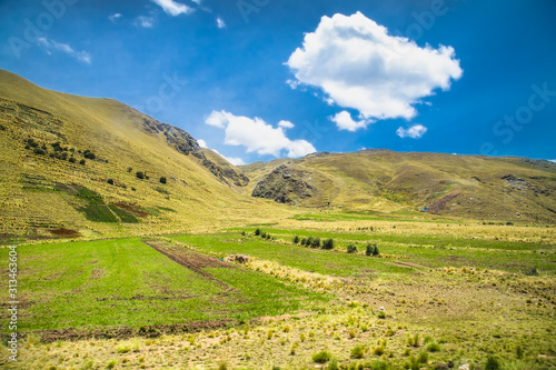 Beautiful landscapes on the road between Puno and Cosco , Peru. photo