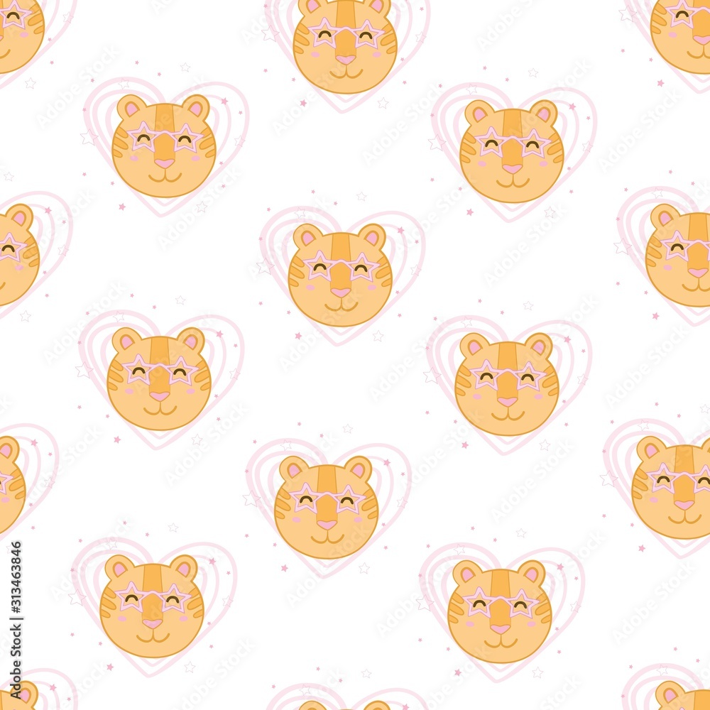 Fototapeta premium vector seamless pattern, cute little cheetahs with texture