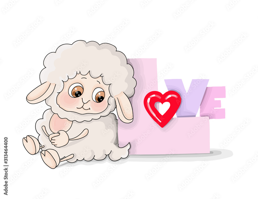 vector many cute lambls with a ball of wool love vector many cute lambls with a ball of wool love