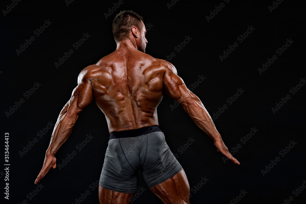 Bodybuilder Flexing Muscles, Studio Shots Bodybuilder Flexing Muscles, Studio Shots