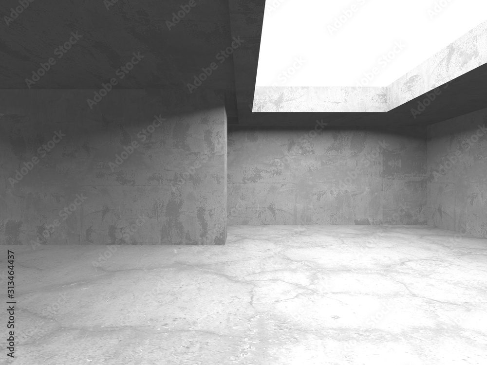 Dark concrete empty room. Modern architecture design Dark concrete empty room. Modern architecture design