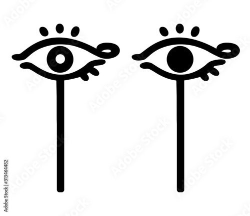 Wadget is an Egyptian symbol of divine mercy on a rod. Sign, silhouette. Vector.
