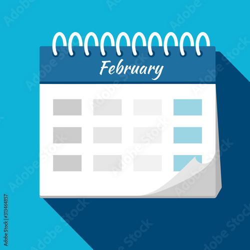 Calendar icon - February. Planning. Time management.