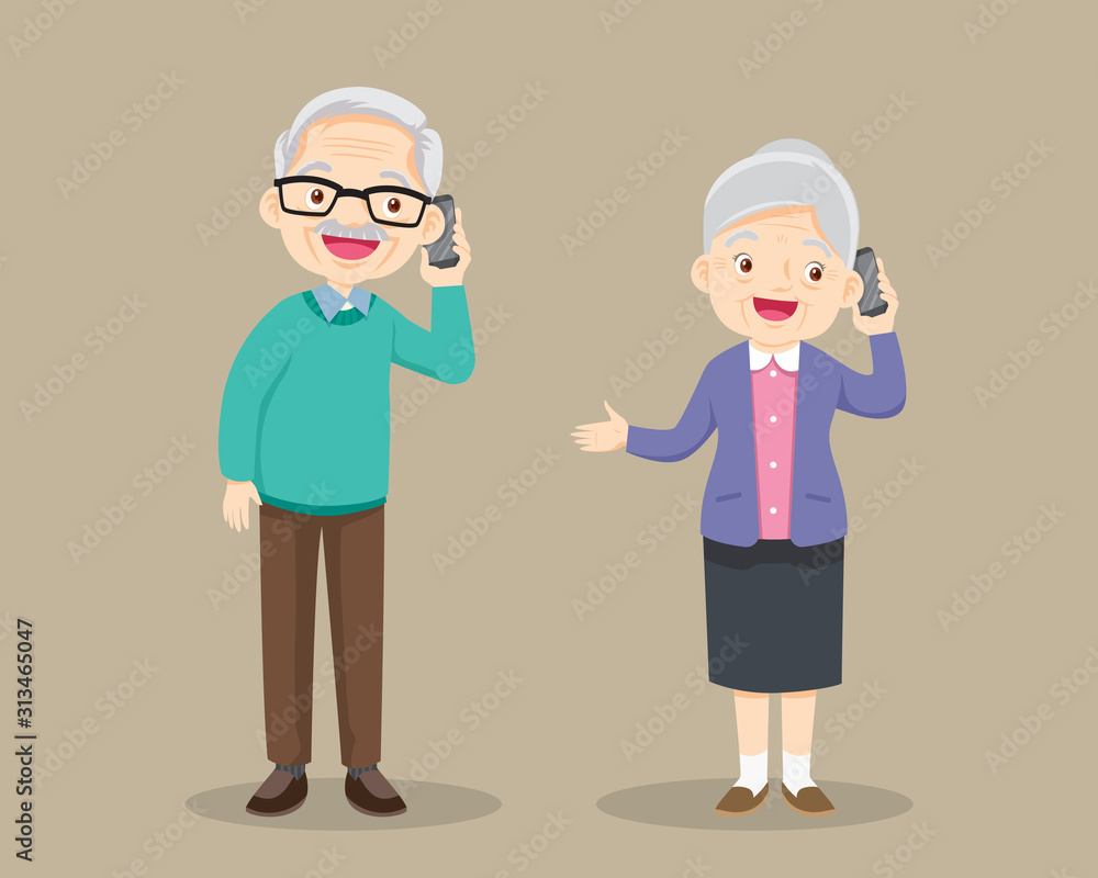 man and woman talking on cell phone.Dad and mom Speaking On The mobile phone. man and woman talking on cell phone.Dad and mom Speaking On The mobile phone.