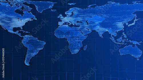 seamless loop 4K motion graphics background of the abstract digital world map spinning. Great for news, current events and business. (ID: 313466065)