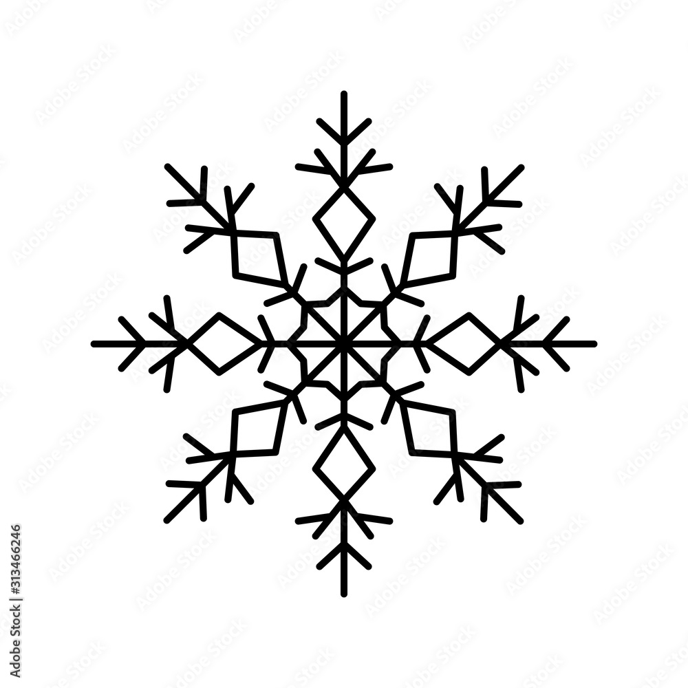 Snowflake icon. Simple line, outline vector flake of snow icons for ui and ux, website or mobile application Snowflake icon. Simple line, outline vector flake of snow icons for ui and ux, website or mobile application