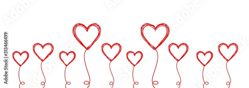 Tangled scribbled heart on a string air baloon or flower like