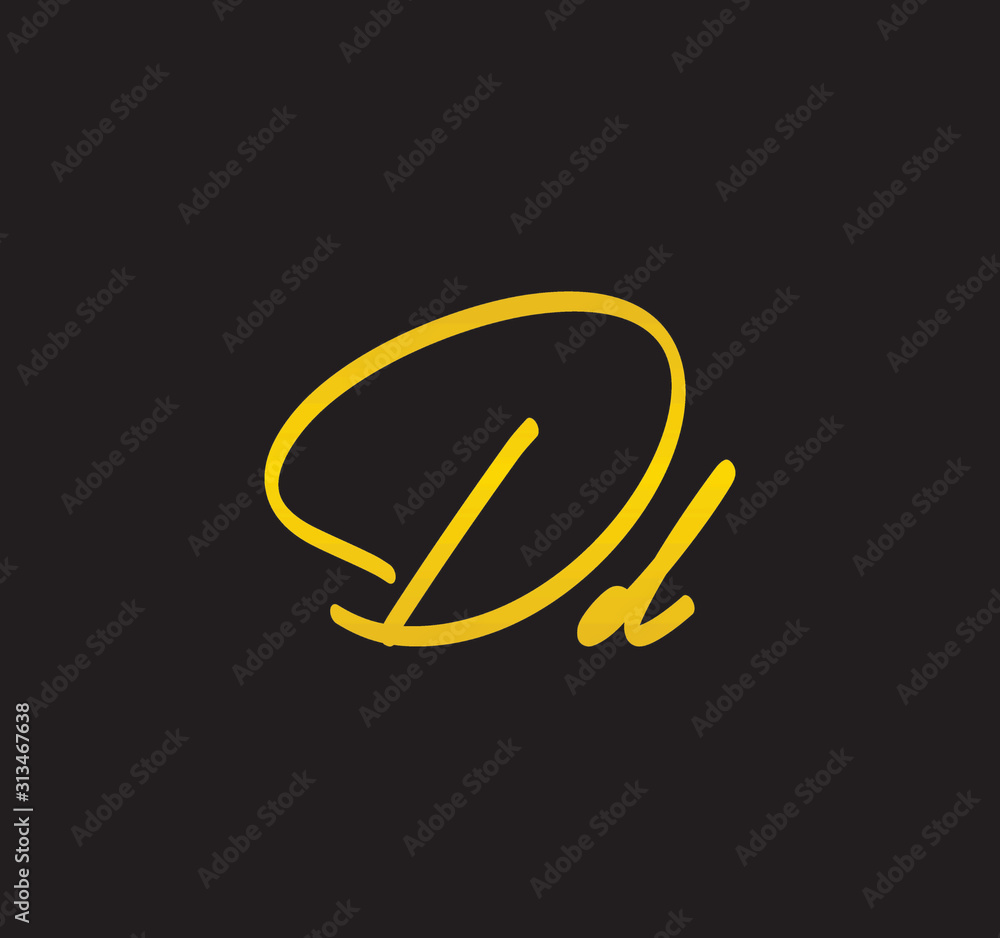 Cursive Letter Gold Alphabet Handwritten Signature Calligraphy Stock