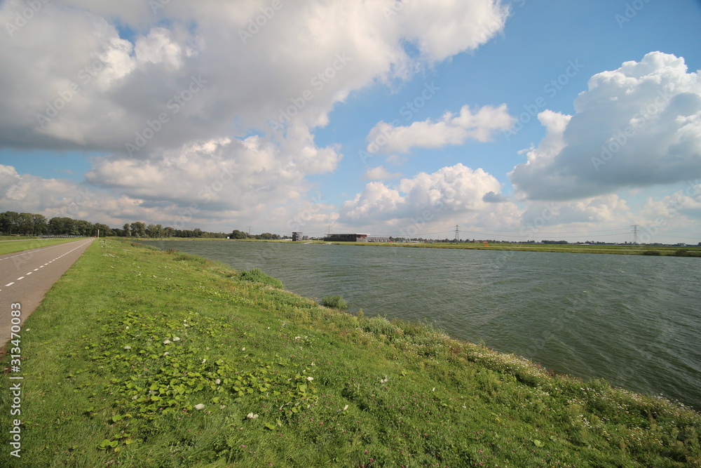 Rowing lane at the Water for the Eendragtspolder from river Rotte. This polder is used to store 4 million liters water to prevent flooding of Rotterdam