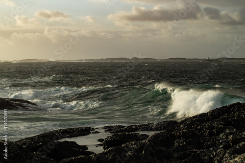 Waves hitting shores from winter storm © MartinAasheim