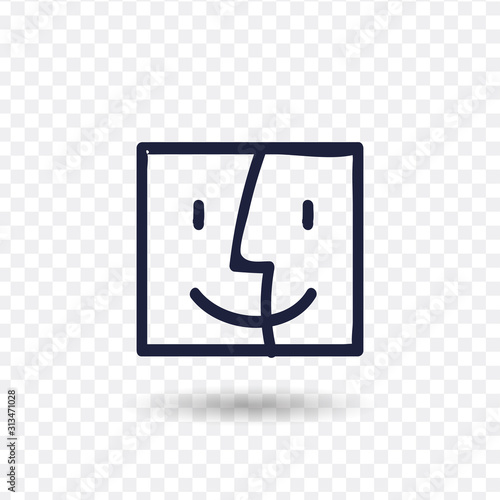 Two faced head. Creative concept with zipper. Stock vector illustration isolated on white background.