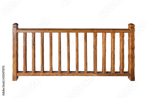 Fototapet Wooden railing isolated on white background