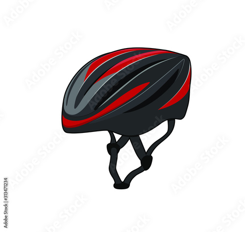 Bike helmet. Bicycle head protection. Extreme sports. Vector graphic illustration. Isolated