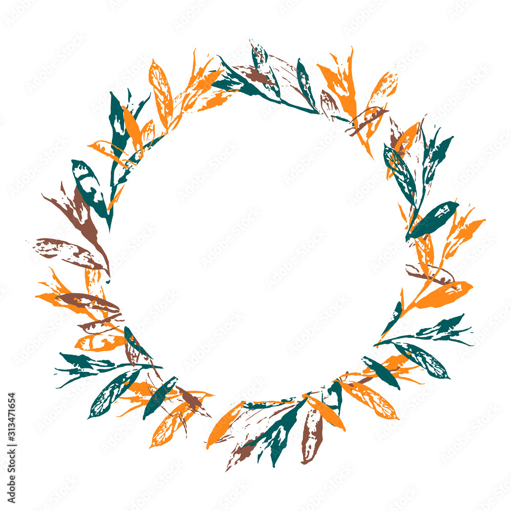 Round floral frame isolated on white background Round floral frame isolated on white background