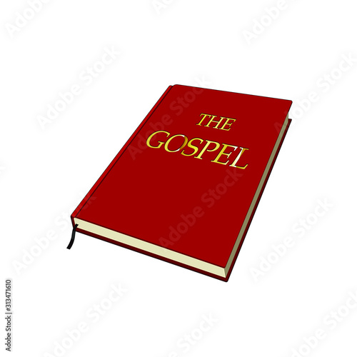 Gospel. Jesus revelation. Christian belief. Religious book. Vector graphic illustration. Isolated