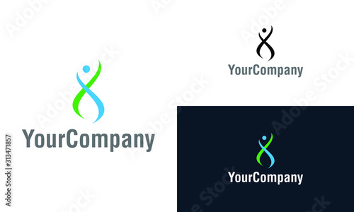 Human character and DNA logo. Health care logo icon design template elements. Vector logo template for company.